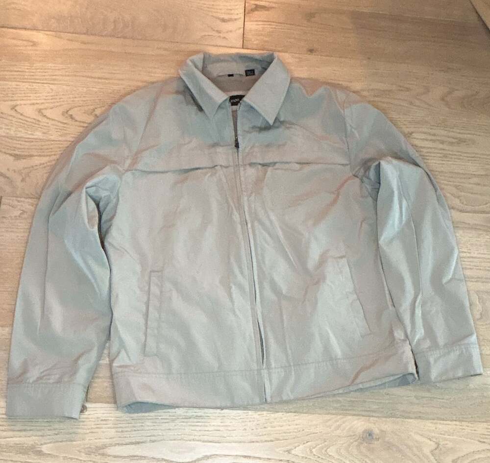 Alfani Zip Jacket Size M Light Gray Windbreaker Full Zip